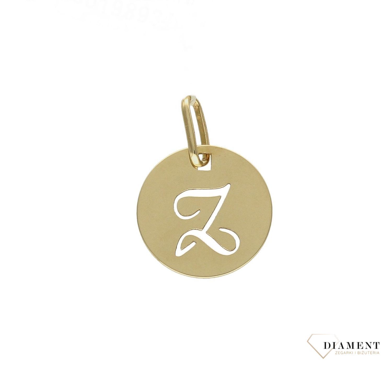 Złota zawieszka 585 literka Z ZA 2128Z. modna złota zawieszka wykonana z najwyższej próby złota 585. Zawieszka w kształcie litery Z. Zawieszka Siwiec, Rozenek Idealny pomysł na prezent.  Literka Z. Zawieszka Z..jpg